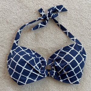 Lands' End Navy and White Bikini Top